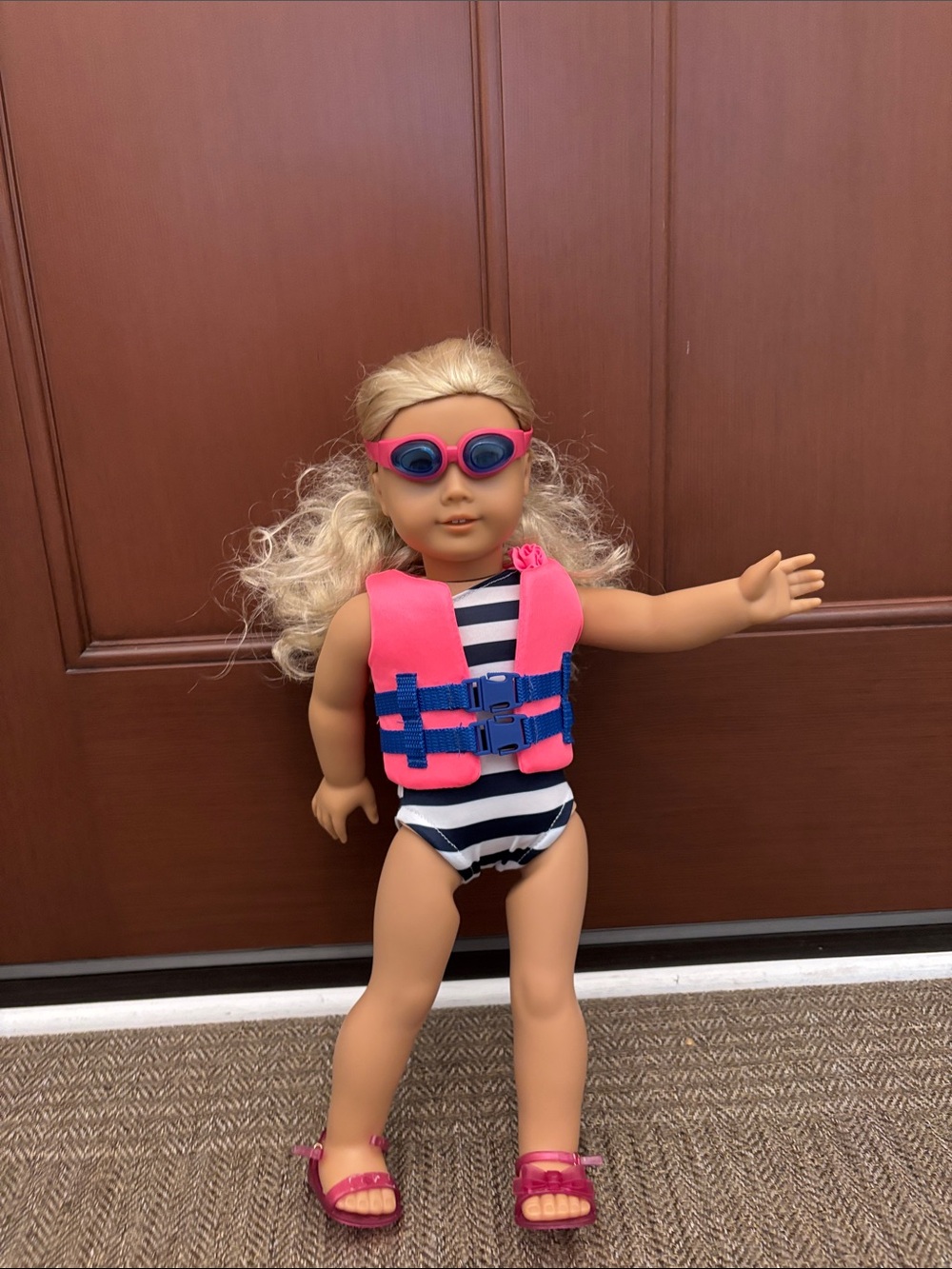 American Girl Pink and Blue Doll Life Jacket